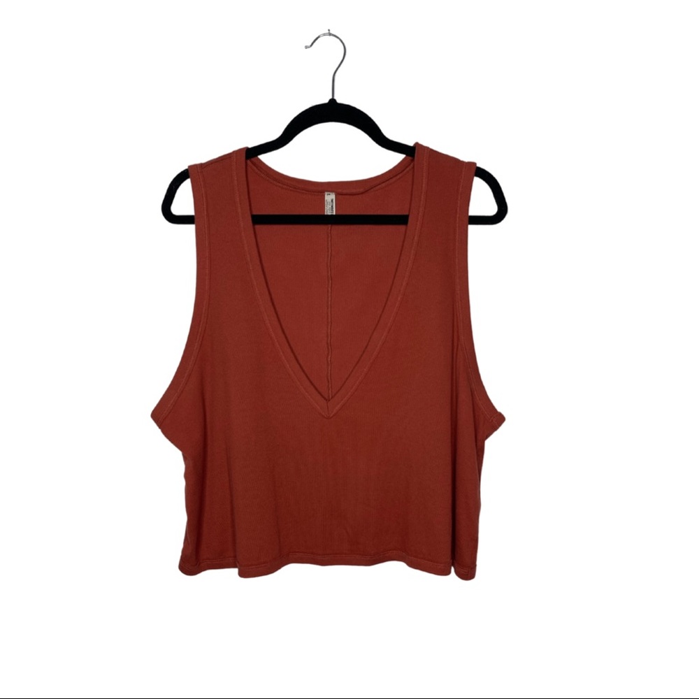 Free People Intimately Women’s Top Baring It Cami Deep V Crop Terracotta Size M